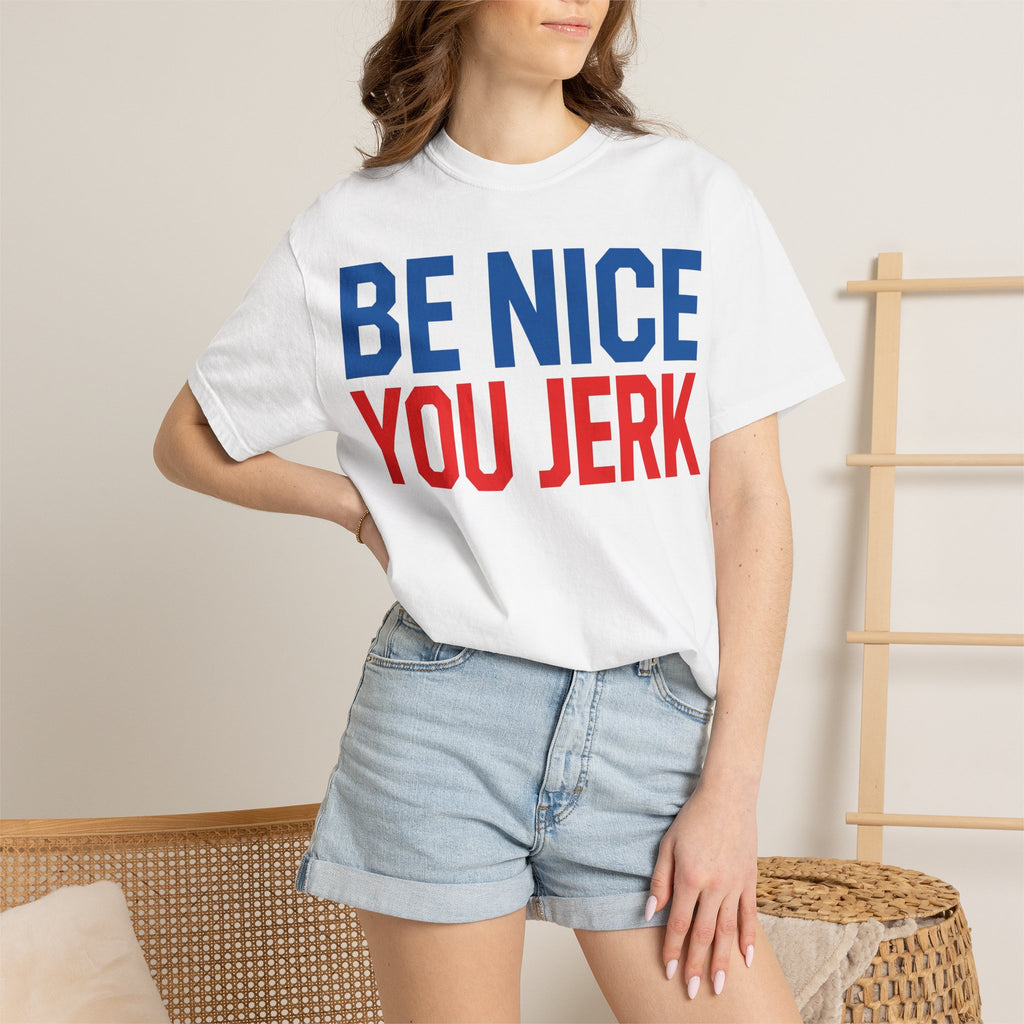 Be Nice You Jerk Shirt, Funny Sarcastic Quote Tee, Bold Retro Typography Shirt, Snarky Gift