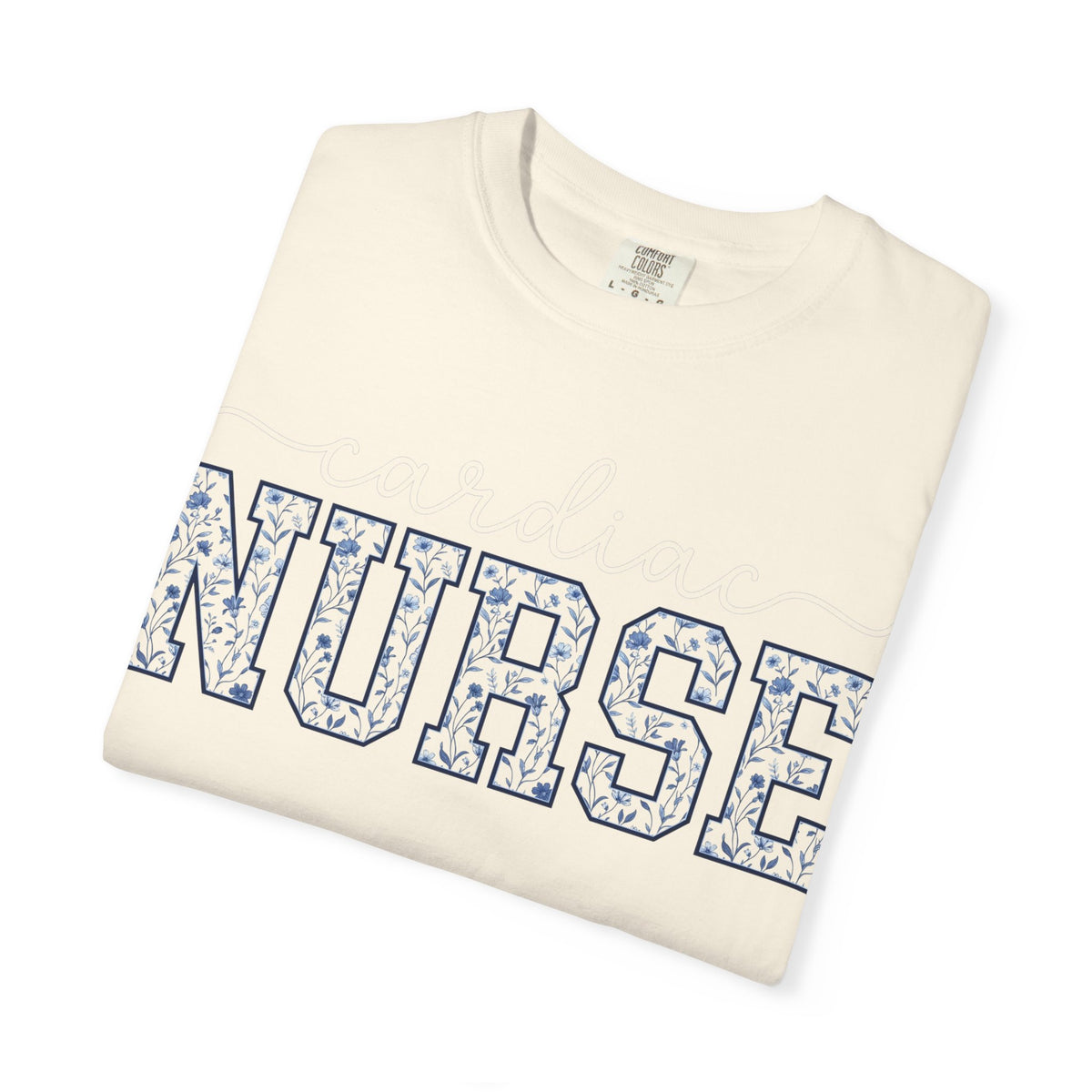 Cardiac Nurse Shirt, Blue Floral Varsity Nurse Tee, Cardiology RN Shirt, Cardiac Nurse Gift