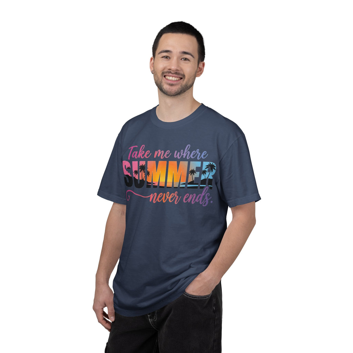 Take Me Where Summer Never Ends Bright Shirt, Tropical Sunset Type Tee, Vacation Shirt, Beach Gift