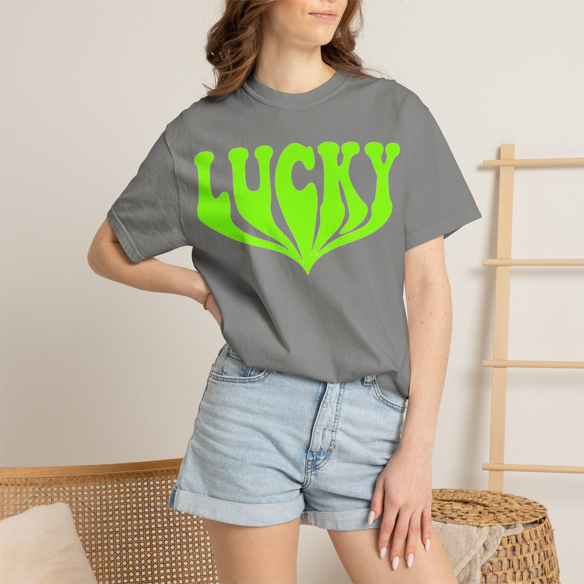 Lucky Drippy Type Shirt, Neon Green Psychedelic Tee, Retro St Patricks Day Shirt, Rave Gift