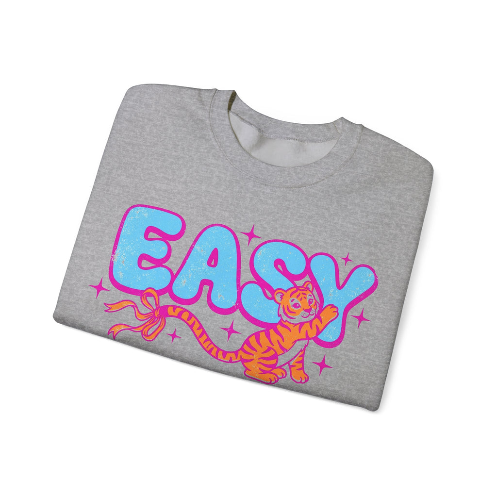Easy Tiger Sweatshirt, Y2K Bubble Letters Tiger Sweatshirt, Retro Pink Blue Graphic Sweatshirt, Funny Sassy Gift, 2000s Aesthetic Sweatshirt