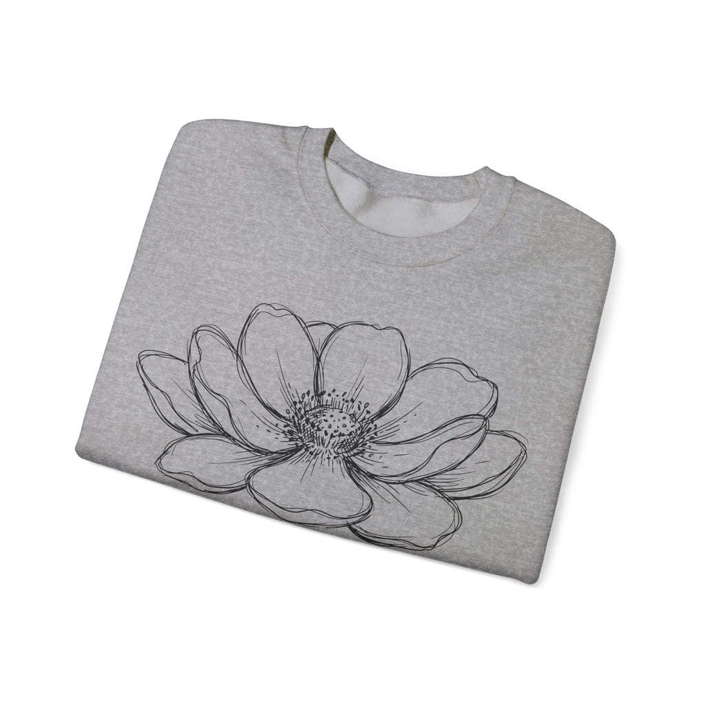 Minimalist Flower Line Art Sweatshirt, Single Bloom Botanical Sweatshirt, Simple Floral Gift for Her, Aesthetic Sketch Flower Sweatshirt, Na