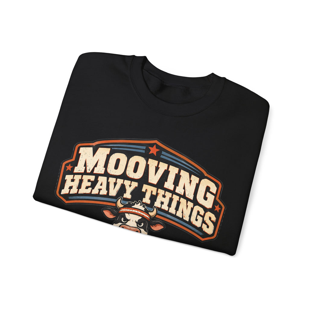 Funny Gym Sweatshirt Mooving Heavy Things | Cow Weightlifting Sweatshirt | Funny Workout Sweatshirt | Gym Lover Gift