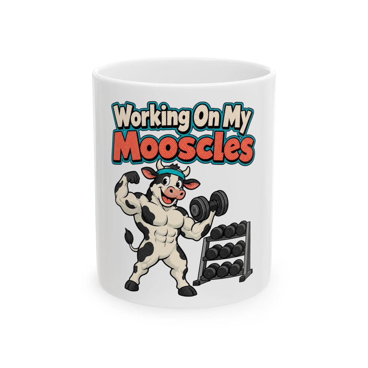 Working On My Mooscles Mug, Funny Gym Lover Gift for Him Her, Workout Christmas Gift, Coffee Mug 11oz 15oz