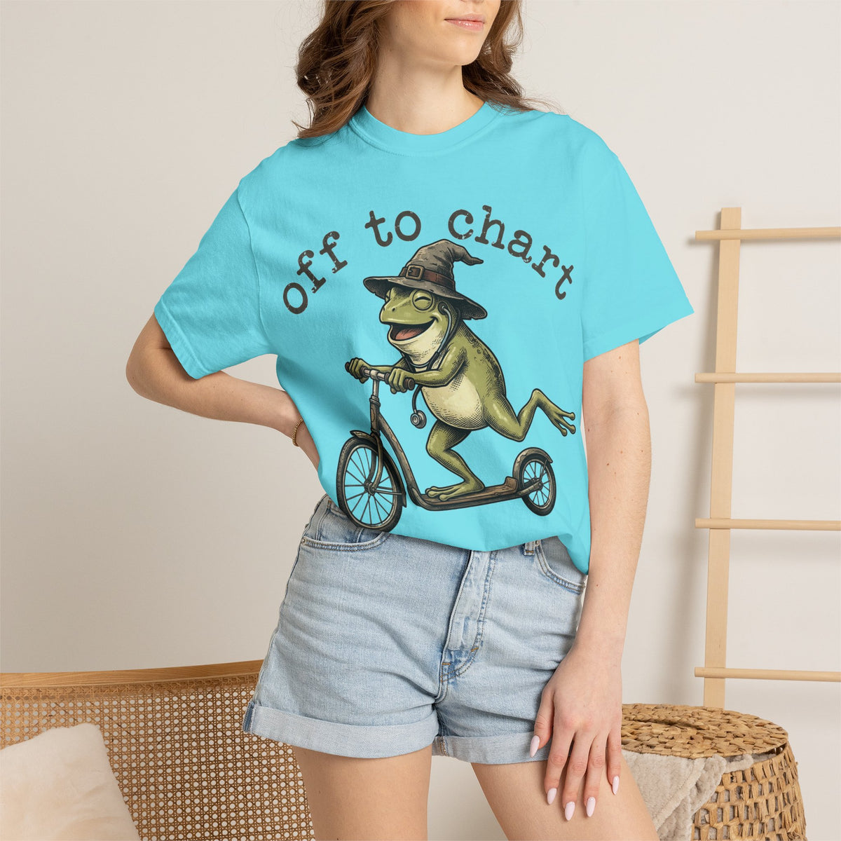 Off To Chart Grinning Frog Shirt, Nurse Frog Scooter Tee, Funny Charting Shirt, RN Gift