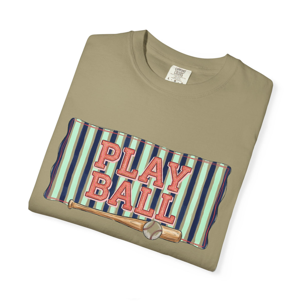 Play Ball Wide Stripe Shirt, Baseball Bat And Ball Tee, Vintage Game Day Shirt, Baseball Mom Gift