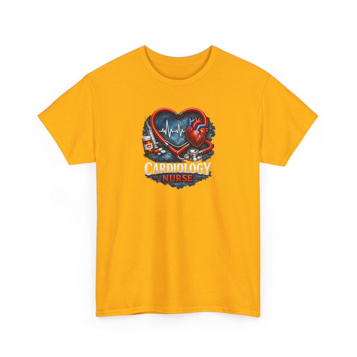 Cardiology Nurse T-Shirt — Heartbeat Stethoscope Design