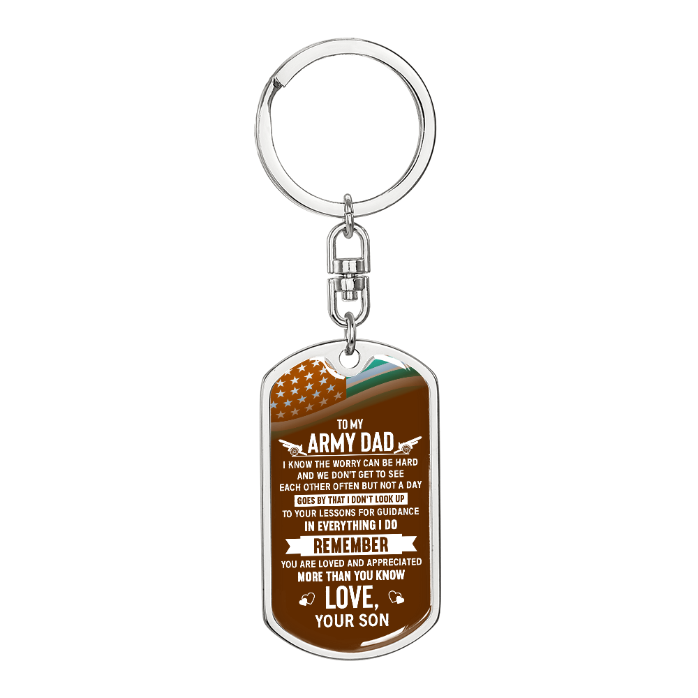 To My Army Dad, I Know the Worry Can Be Hard Dog Tag Keychain