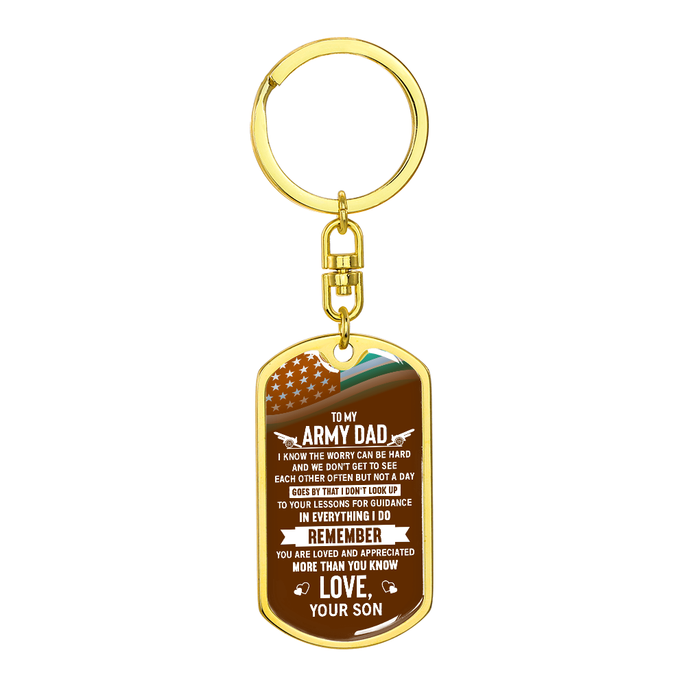 To My Army Dad, I Know the Worry Can Be Hard Dog Tag Keychain