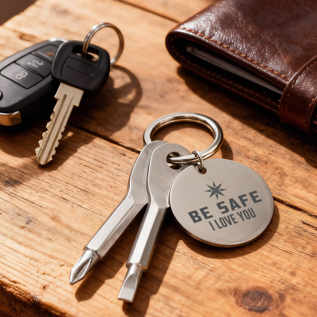 Be Safe I Love You Screwdriver Keychain, Engraved Gift