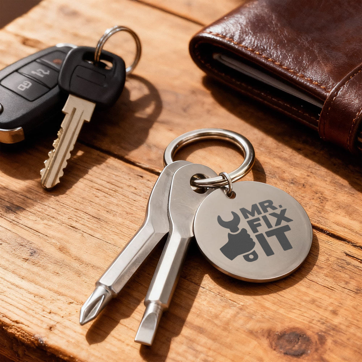 Mr Fix It Screwdriver Keychain, Handyman Gift