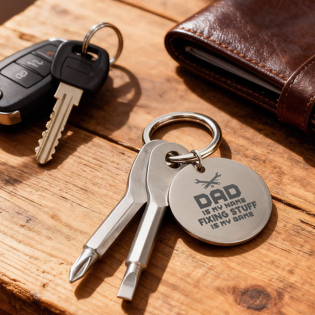 Dad Is My Name Fixing Stuff Is My Game Screwdriver Keychain