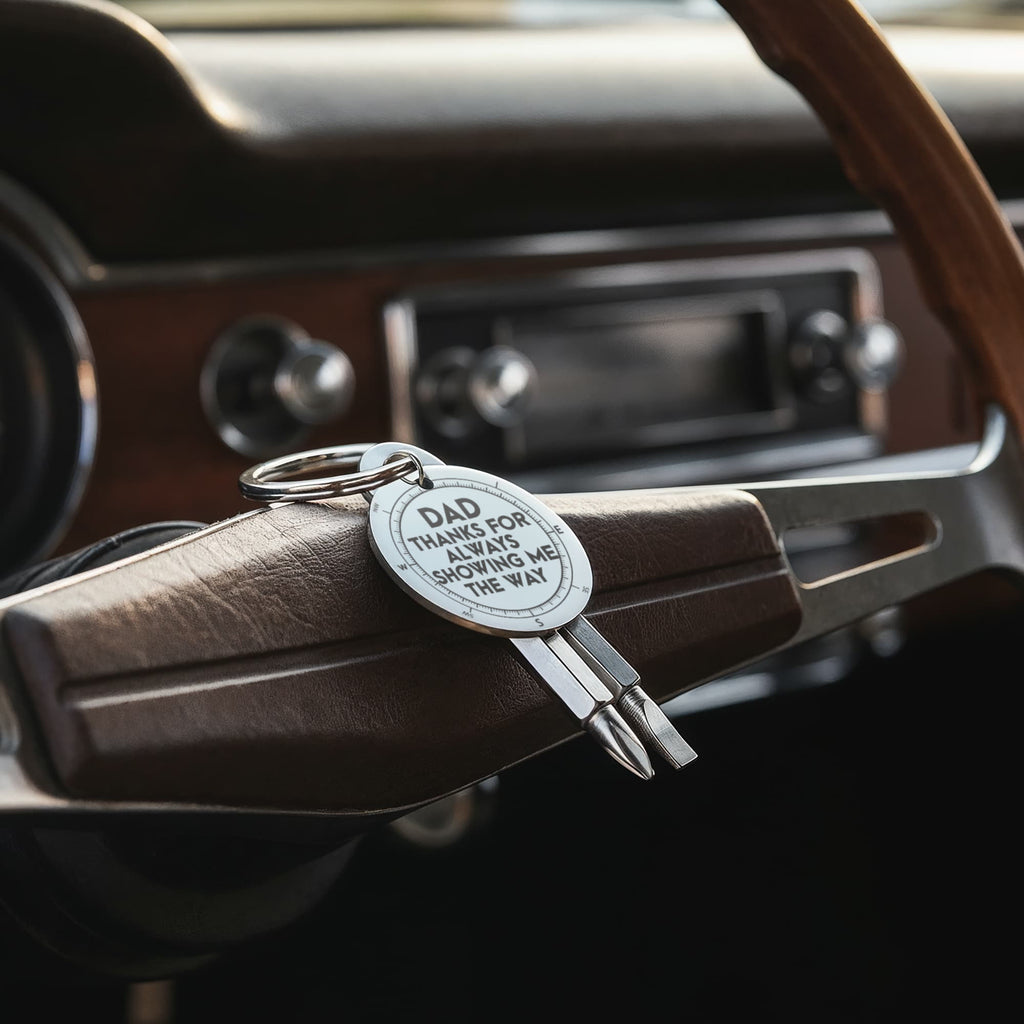 Dad Thanks For Always Showing Me The Way Screwdriver Keychain, Compass Gift