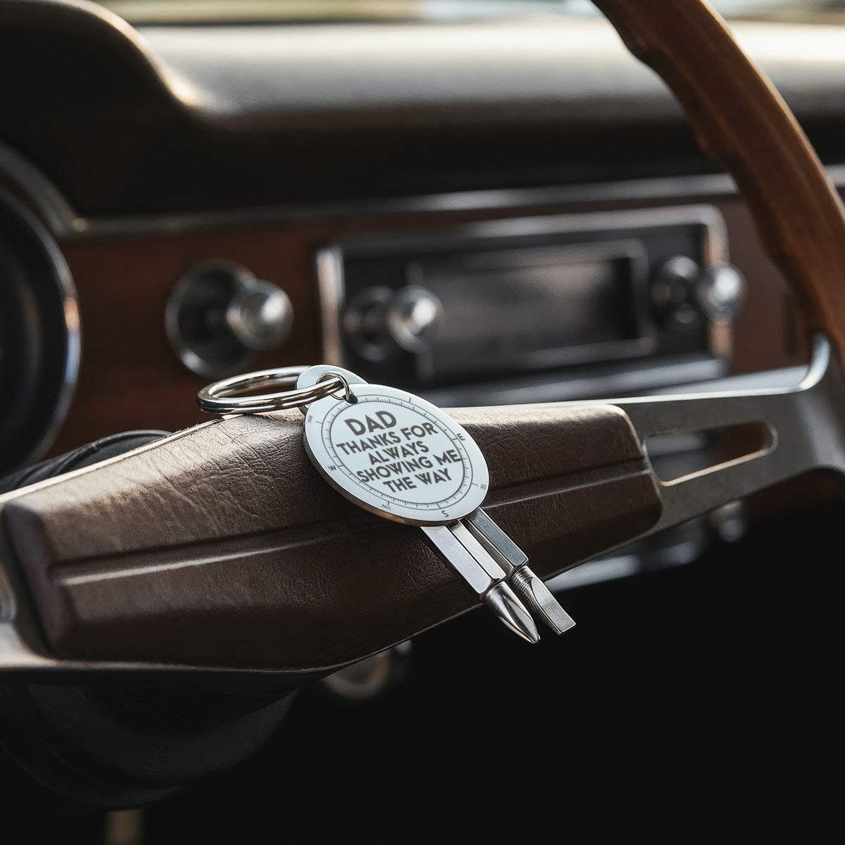 Dad Thanks For Always Showing Me The Way Screwdriver Keychain, Compass Gift
