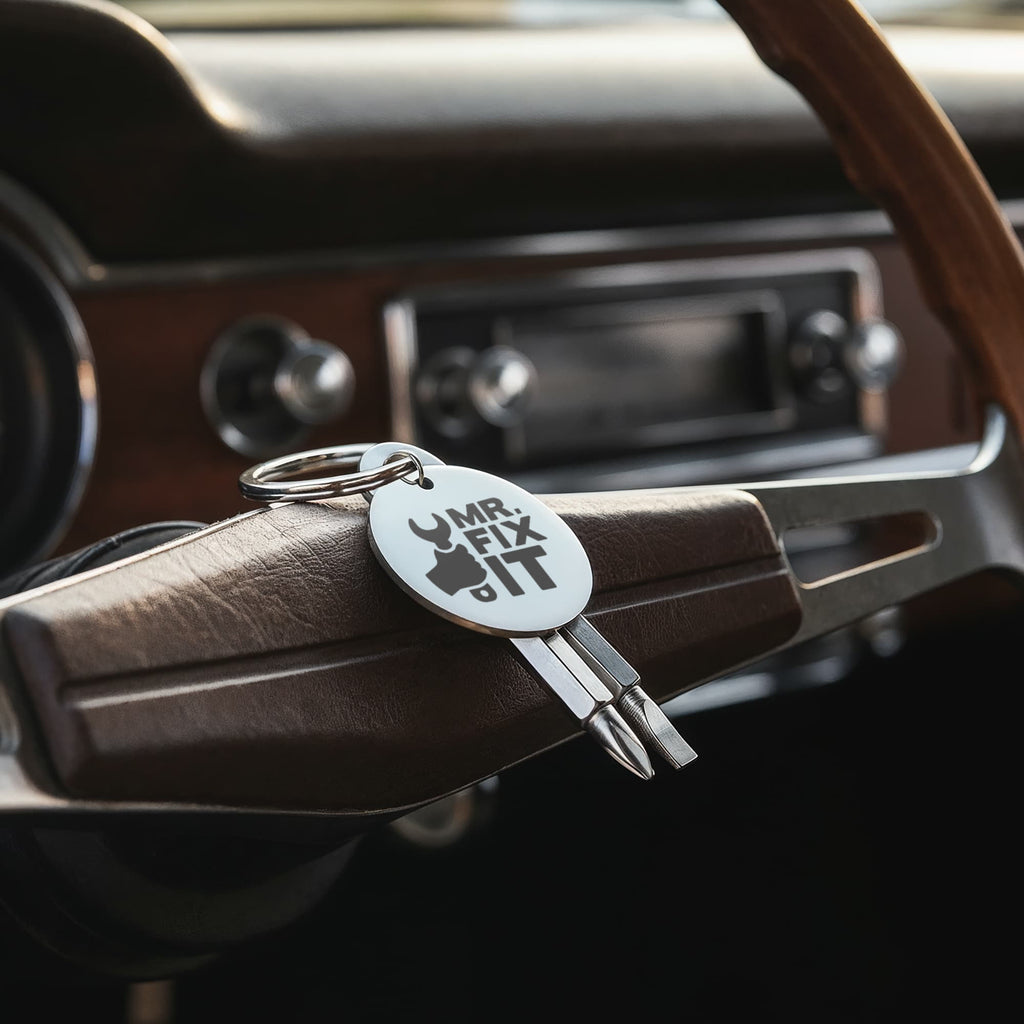 Mr Fix It Screwdriver Keychain, Handyman Gift