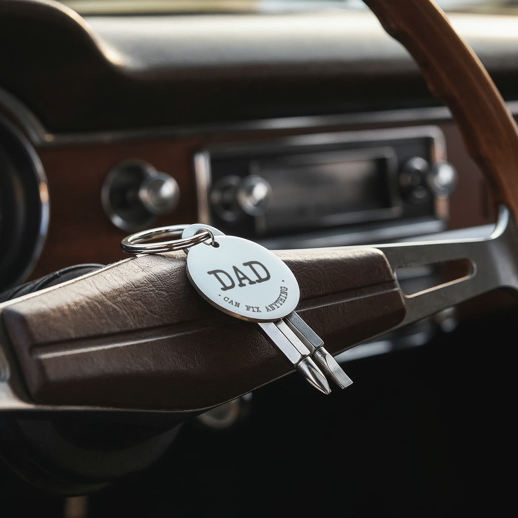Dad Can Fix Anything Screwdriver Keychain, Dad Gift