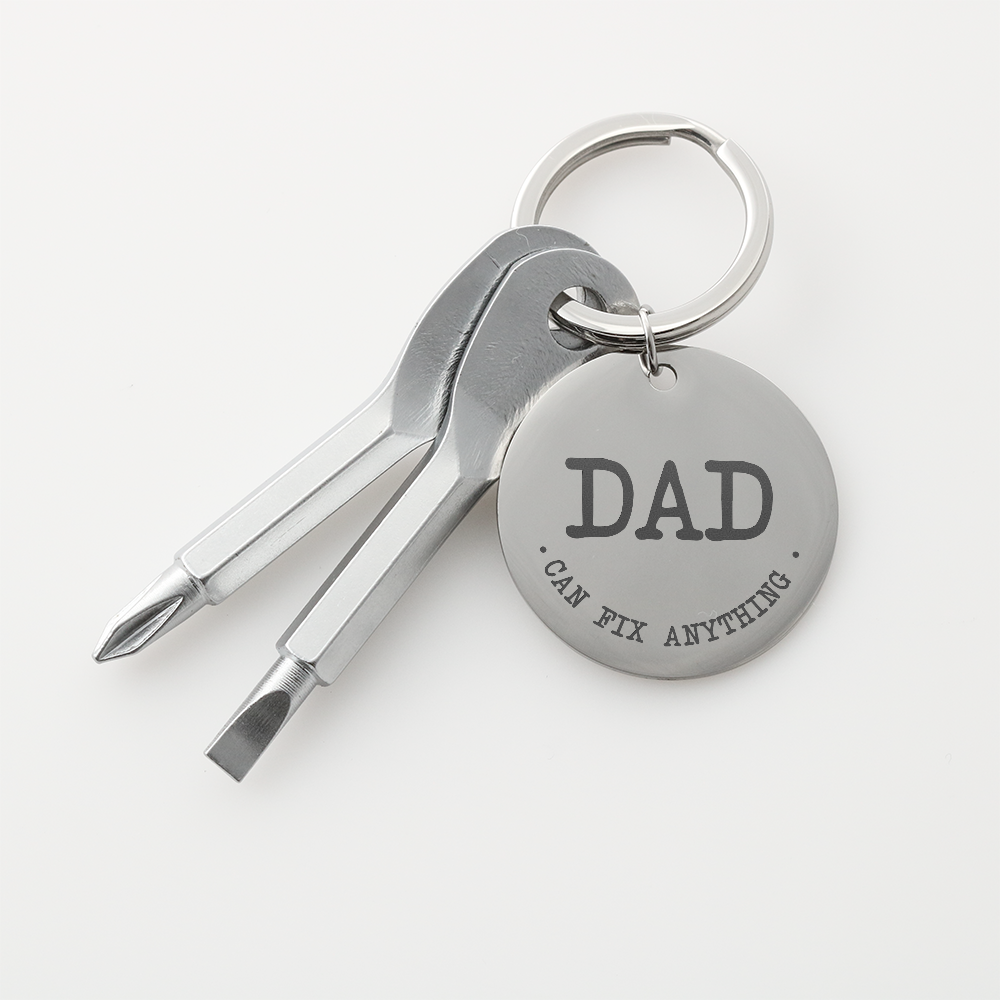 Dad Can Fix Anything Screwdriver Keychain, Dad Gift
