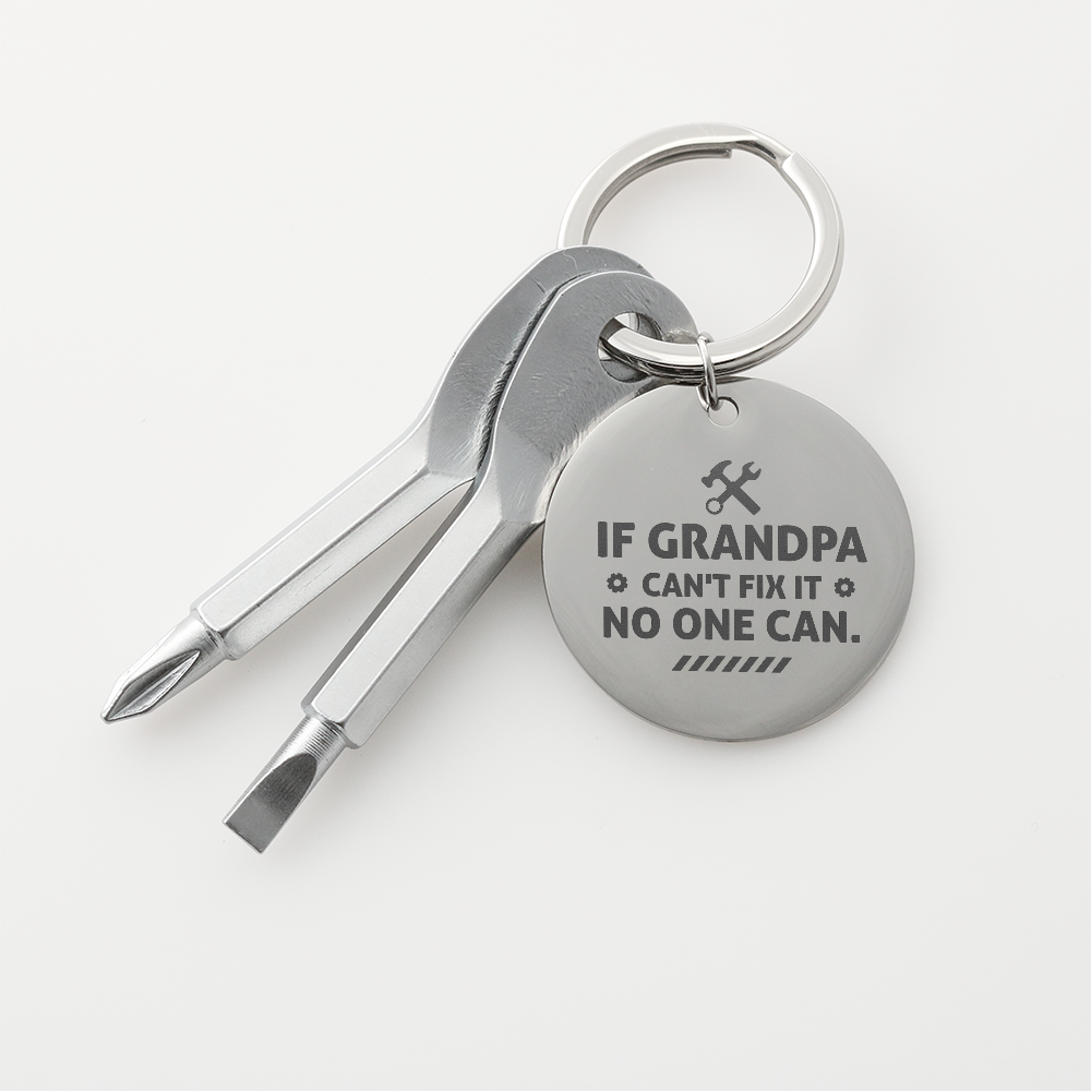 If Grandpa Can't Fix It No One Can Screwdriver Keychain, Grandpa Gift