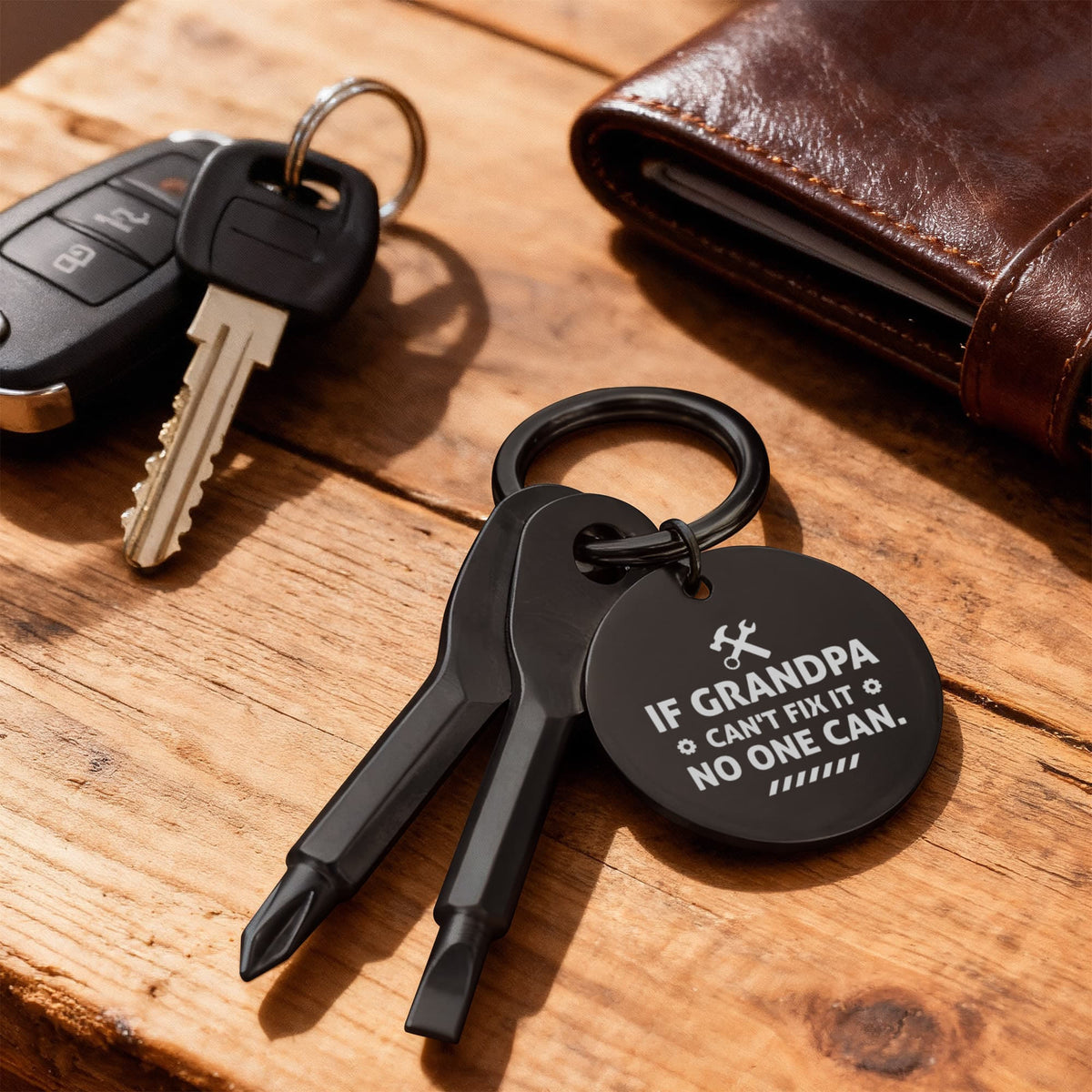 If Grandpa Can't Fix It No One Can Screwdriver Keychain, Grandpa Gift