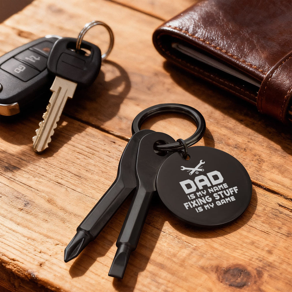 Dad Is My Name Fixing Stuff Is My Game Screwdriver Keychain