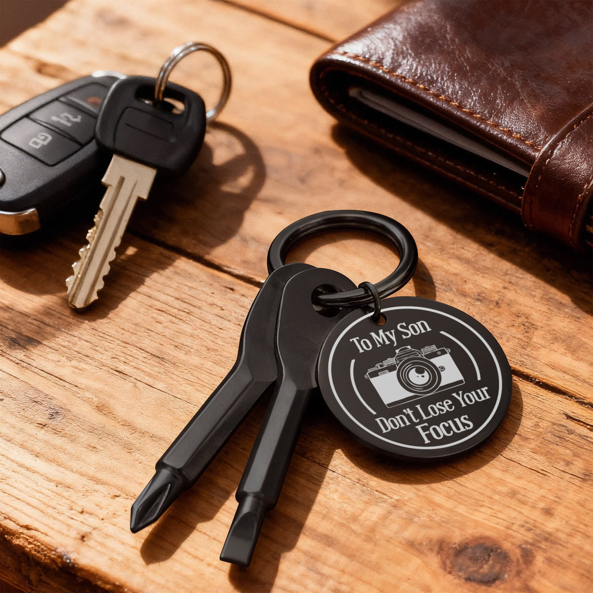To My Son Don't Lose Your Focus Screwdriver Keychain, Camera Gift
