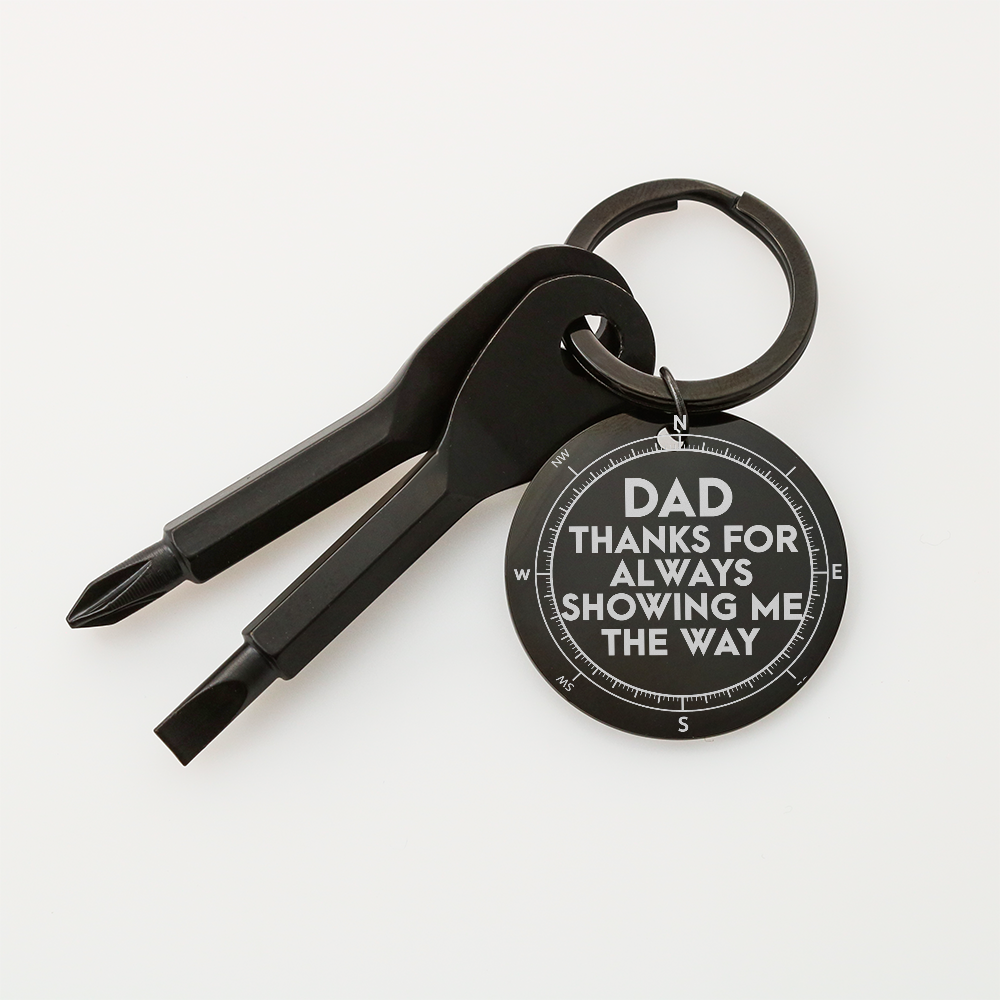 Dad Thanks For Always Showing Me The Way Screwdriver Keychain, Compass Gift