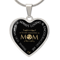 To My Amazing Mom Graphic Heart Necklace - Engraved Heart Pendant with Gift Box, Thank You Gift for Mom