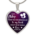 To My Wife Thank You For Bringing Joy Graphic Heart Necklace - Engraved Heart Pendant with Gift Box, Gift for Wife
