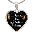 Not Sisters By Blood But Sisters By Heart Graphic Heart Necklace - Engraved Heart Pendant with Gift Box, Gift for Best Friend
