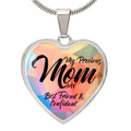 My Precious Mom Graphic Heart Necklace - Engraved Heart Pendant with Gift Box, Mother's Day Gift for Mom