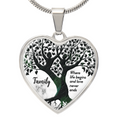 Where Life Begins Family Tree Graphic Heart Necklace - Engraved Heart Pendant with Gift Box, Family Gift for Mom