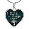 I'll Hold You In My Heart Graphic Heart Necklace - Engraved Heart Pendant with Gift Box, Anniversary Gift for Partner