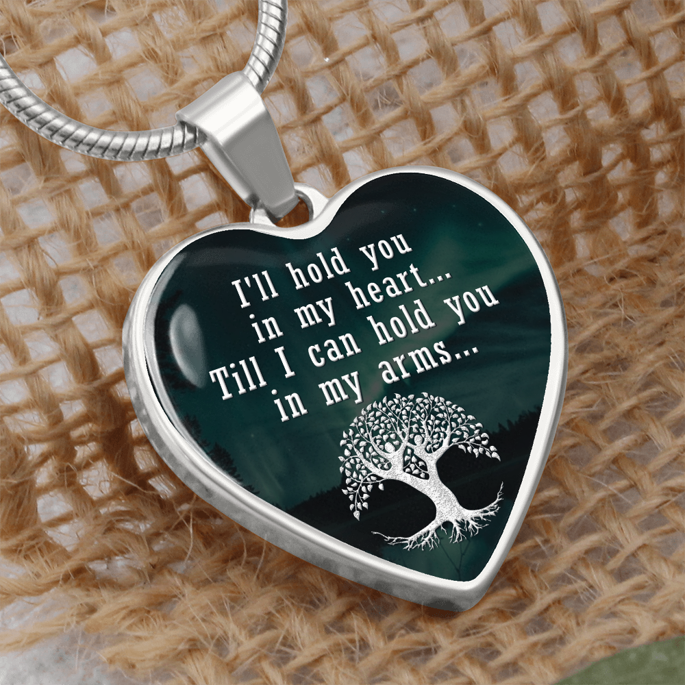 I'll Hold You In My Heart Graphic Heart Necklace - Engraved Heart Pendant with Gift Box, Anniversary Gift for Partner