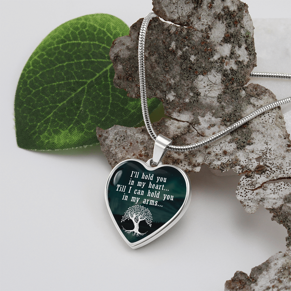 I'll Hold You In My Heart Graphic Heart Necklace - Engraved Heart Pendant with Gift Box, Anniversary Gift for Partner