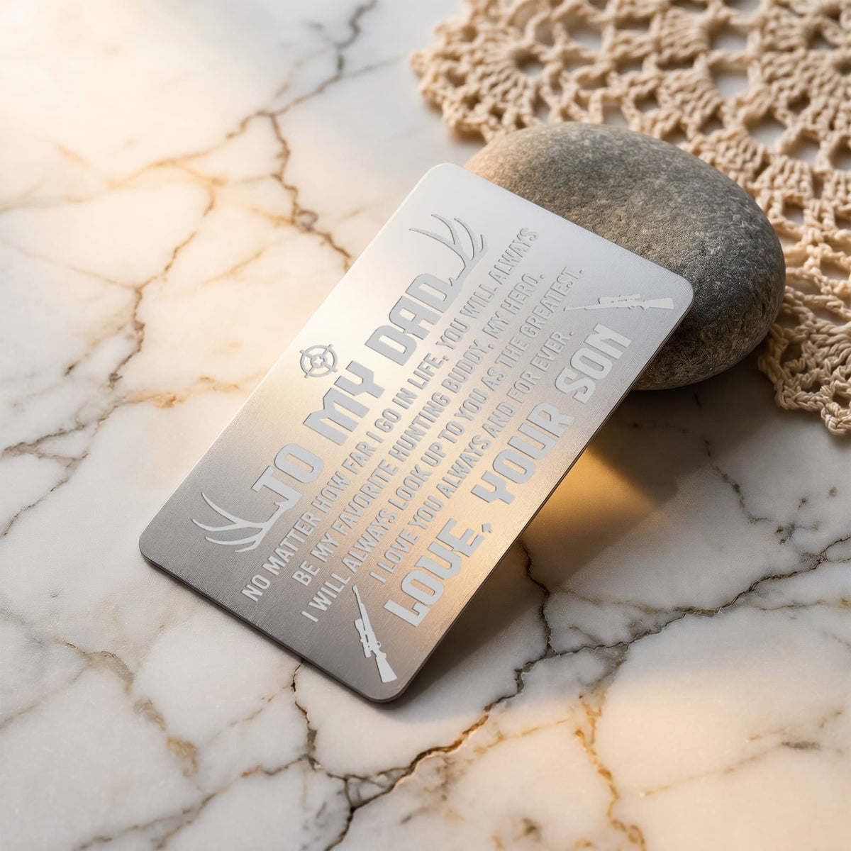 To My Dad, Hunting Buddy — Engraved Metal Wallet Card
