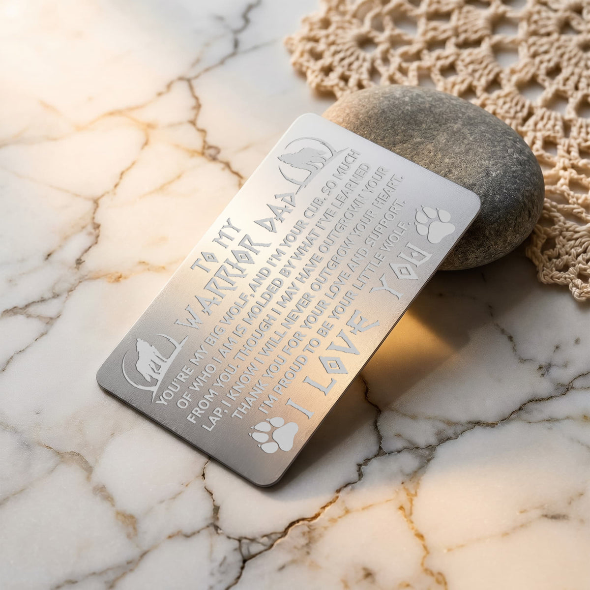 To My Warrior Dad — Engraved Metal Wallet Card