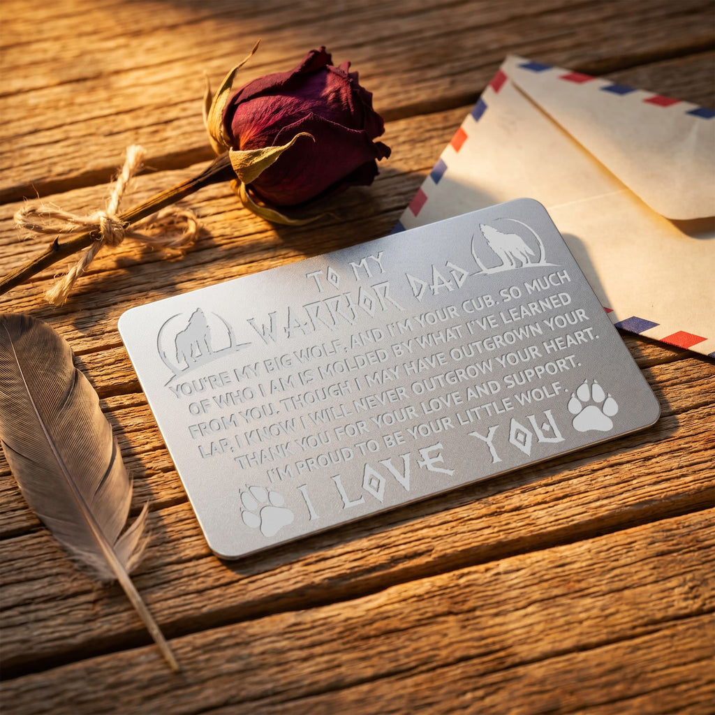To My Warrior Dad — Engraved Metal Wallet Card