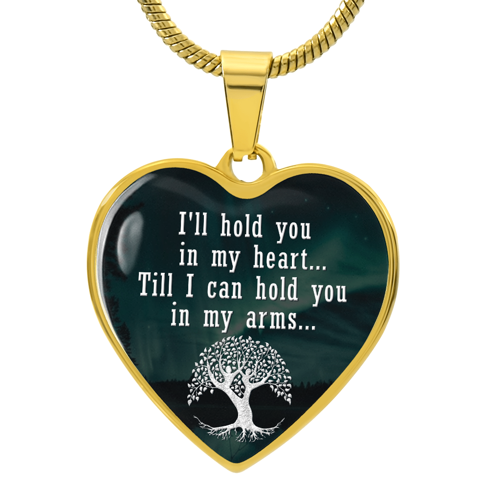 I'll Hold You In My Heart Graphic Heart Necklace - Engraved Heart Pendant with Gift Box, Anniversary Gift for Partner