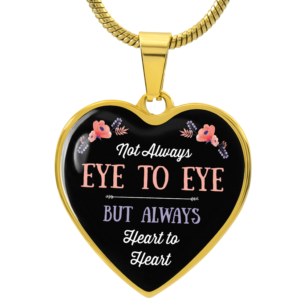 Eye To Eye Heart To Heart Graphic Heart Necklace - Engraved Heart Pendant with Gift Box, Romantic Gift for Loved One