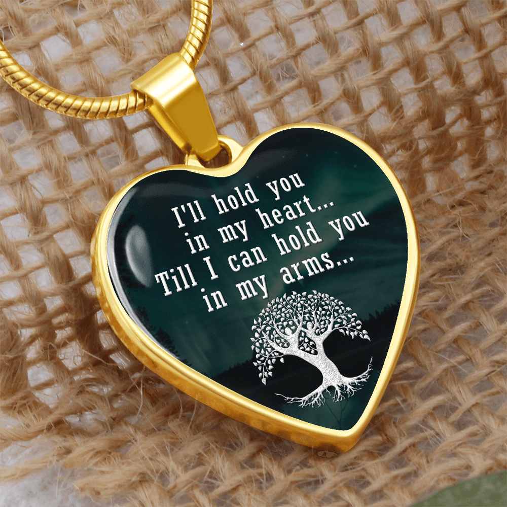 I'll Hold You In My Heart Graphic Heart Necklace - Engraved Heart Pendant with Gift Box, Anniversary Gift for Partner