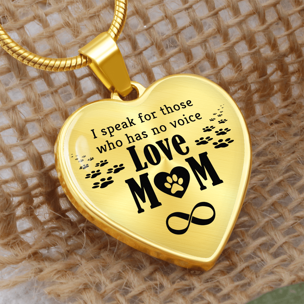 I Speak For Those Love Mom Graphic Heart Necklace - Engraved Heart Pendant with Gift Box, Gift for Mom