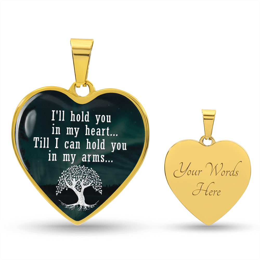 I'll Hold You In My Heart Graphic Heart Necklace - Engraved Heart Pendant with Gift Box, Anniversary Gift for Partner