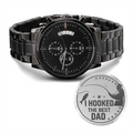 I Hooked The Best Dad — Engraved Black Chronograph Watch