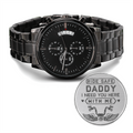 Ride Safe Daddy — Engraved Black Chronograph Watch