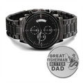 Great Fisherman, Better Dad — Engraved Black Chronograph Watch