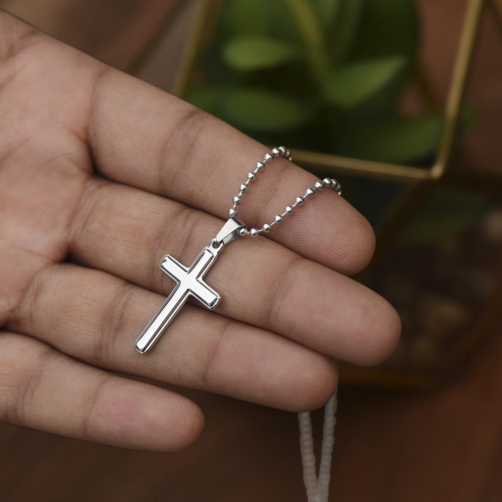 To My Husband — Artisan Cross Necklace with Message Card, Romantic Christmas Gift for Husband