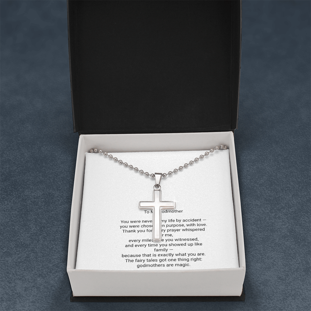 To My Godmother — Artisan Cross Necklace with Message Card, Christmas Gift for Godmother