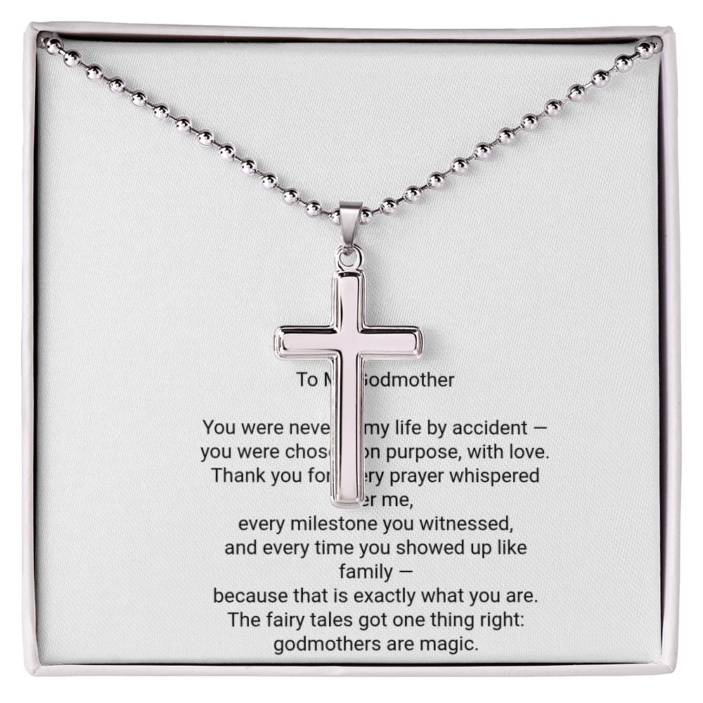 To My Godmother — Artisan Cross Necklace with Message Card, Christmas Gift for Godmother