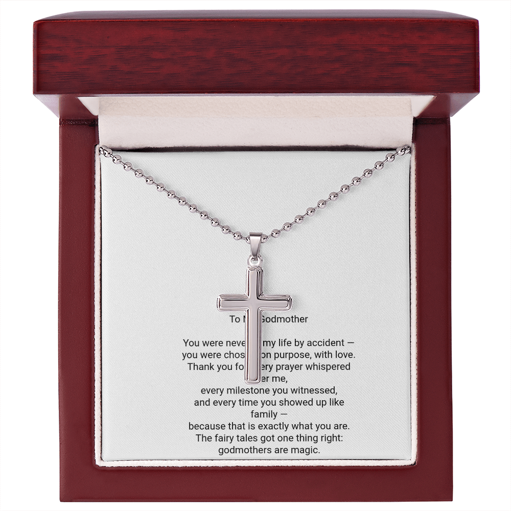 To My Godmother — Artisan Cross Necklace with Message Card, Christmas Gift for Godmother