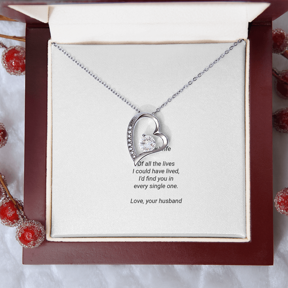 To My Wife Necklace - Forever Love Pendant with Message Card, Romantic Christmas Gift for Wife